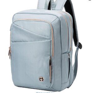 Light Blue Women’s Backpack with Rose Gold Accents